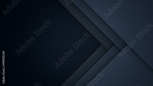 Large bluish dark gray triangles with drop shadows on top of each others. Simple abstract pattern for design or background with copy space. 4k resolution.