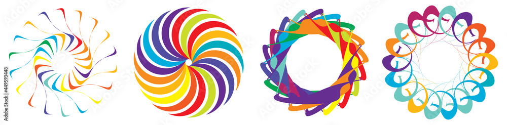 Obraz premium Circular, radial icon, motif, mandala shape. Swirl, twirl, helix, volute rotation geometric design element. Abstract circle