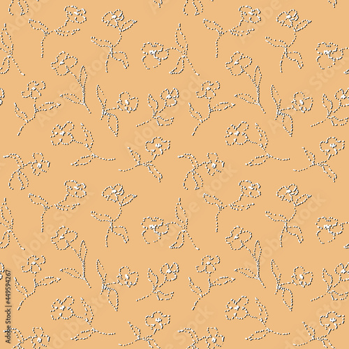 Hand drawn floral seamless pattern. Lace flower background. Embroidery imitation