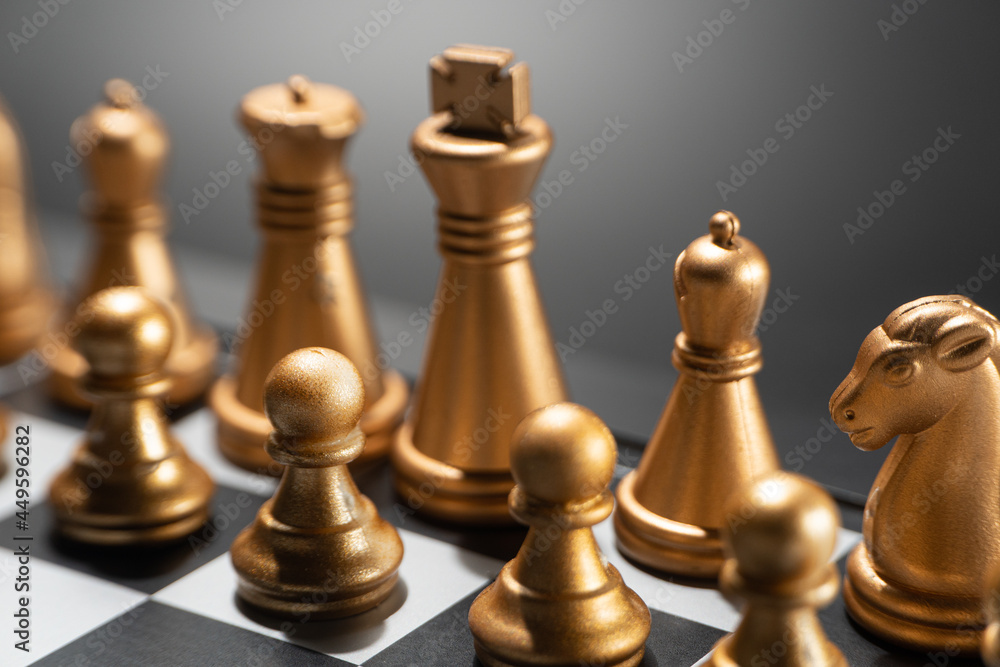 Chess or Chess game with selective focus. Chess game, business, competition, leadership and success concept