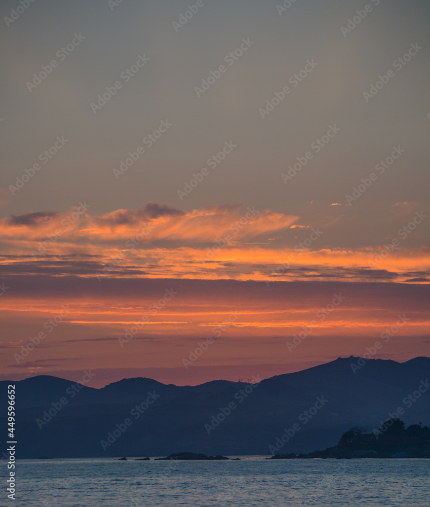 Sunset over Pismo Beach and the Pacific Ocean in San Luis Obispo County, California