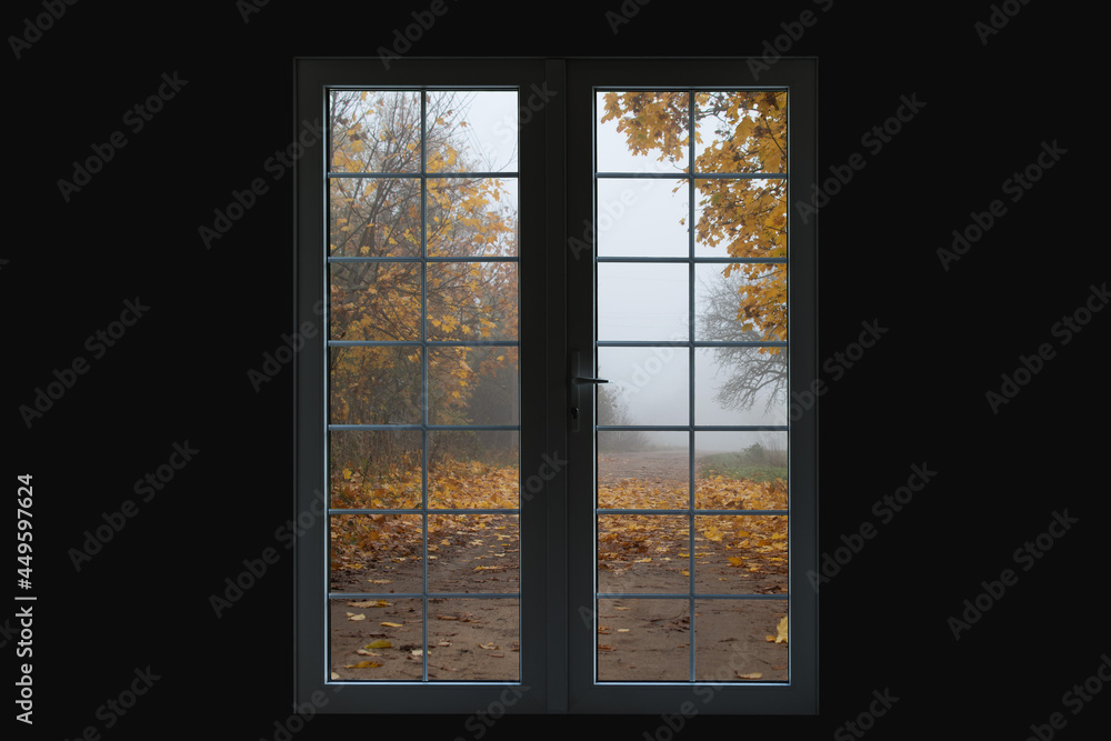 New plastic window in a country house New plastic window in a country house