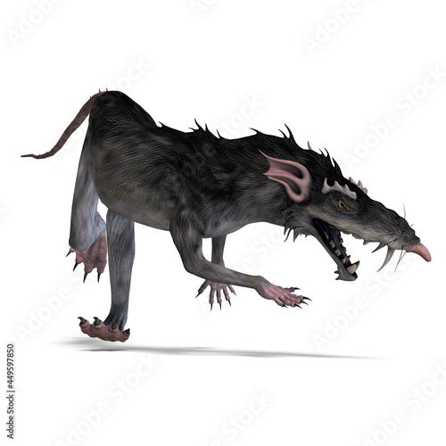 3d-illustration of an isolated giant monster rat creature