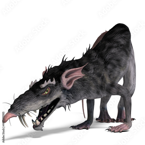 3d-illustration of an isolated giant monster rat creature