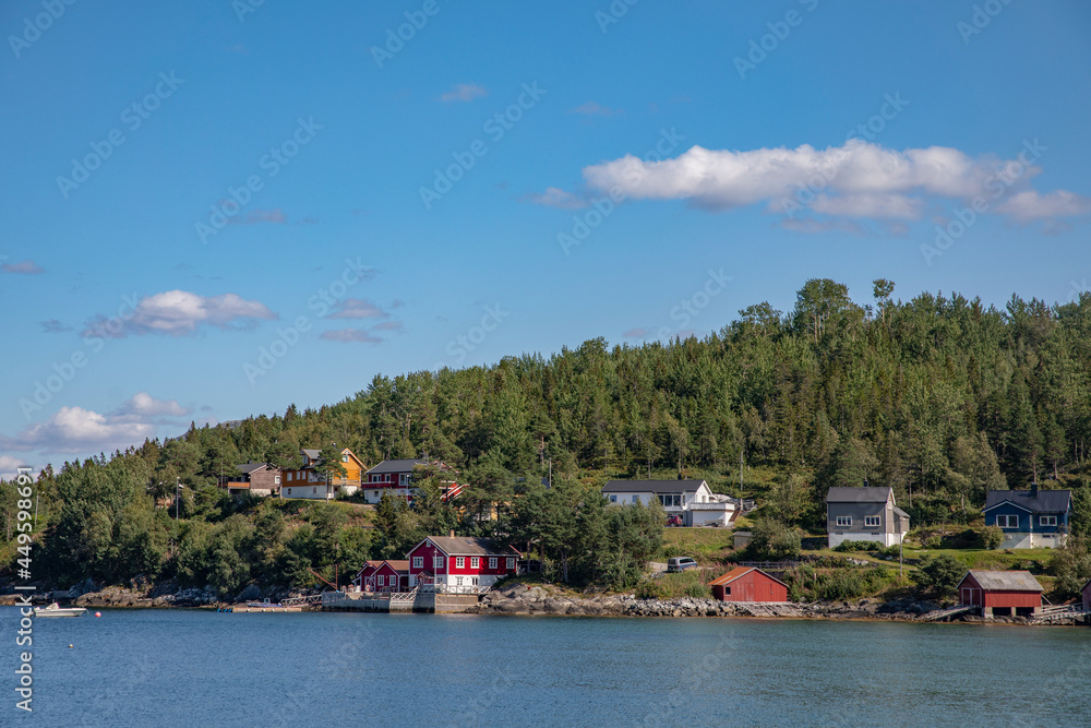 Travel stop at Terråk pier in Bindal municipality on a great summer day,Helgeland,Nordland county,scandinavia,Europe Travel stop at Terråk pier in Bindal municipality on a great summer day,Helgeland,Nordland county,scandinavia,Europe