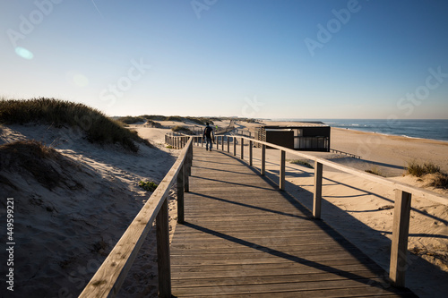 wooden walkway at the beach of Ilhavo city, District of Aveiro, Portugal