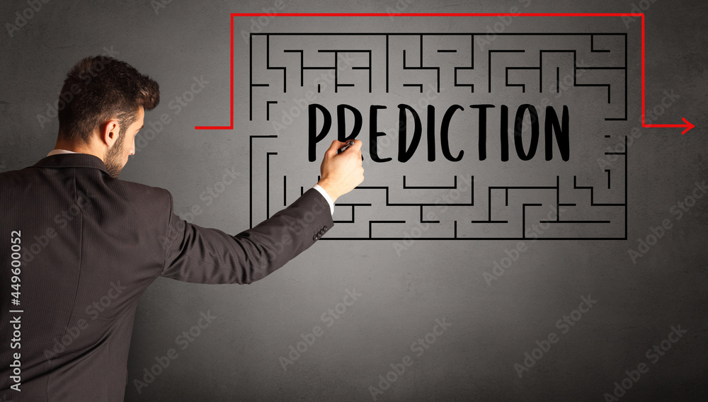 businessman drawing maze concept businessman drawing maze concept