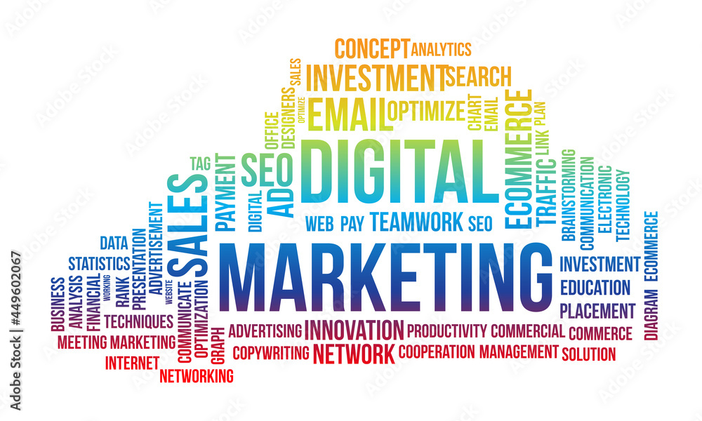 Fototapeta premium Business Concept, Digital Marketing Word Cloud Vector Template