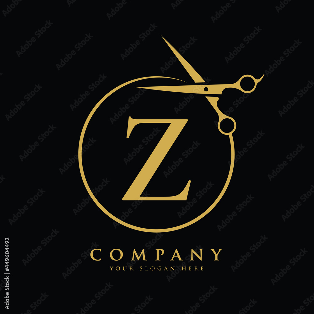 Initial Scissors Letter Z Logo Design vector Template. Abstract Circle Z Logo Design