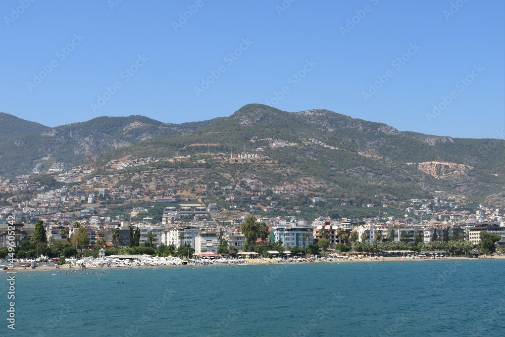 Panorama of Alanya city in Turkey.