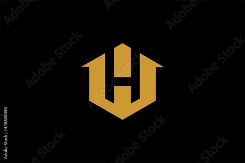 Letter H shield logo design vector. Monogram H type abstract symbol.