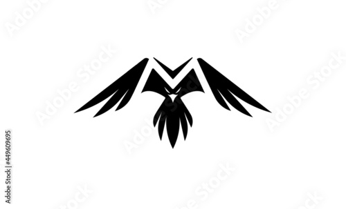 Initial M Eagle Phoenix logo design, vector illustration
