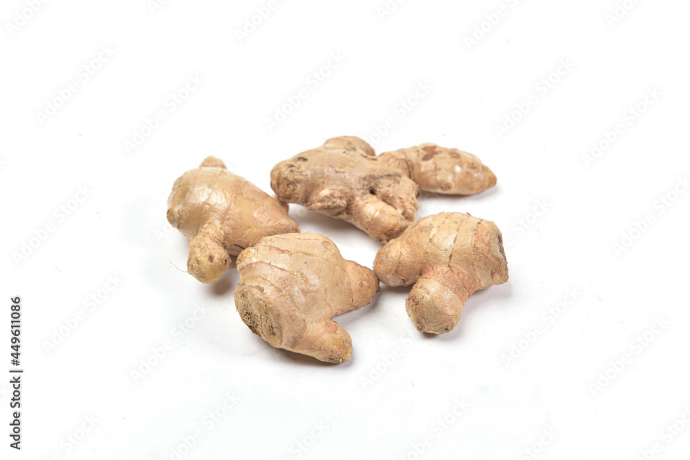 Ginger, Local herbs on white background