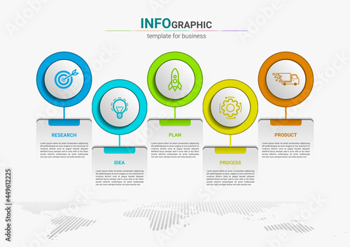 Steps timeline business process infographics element template design