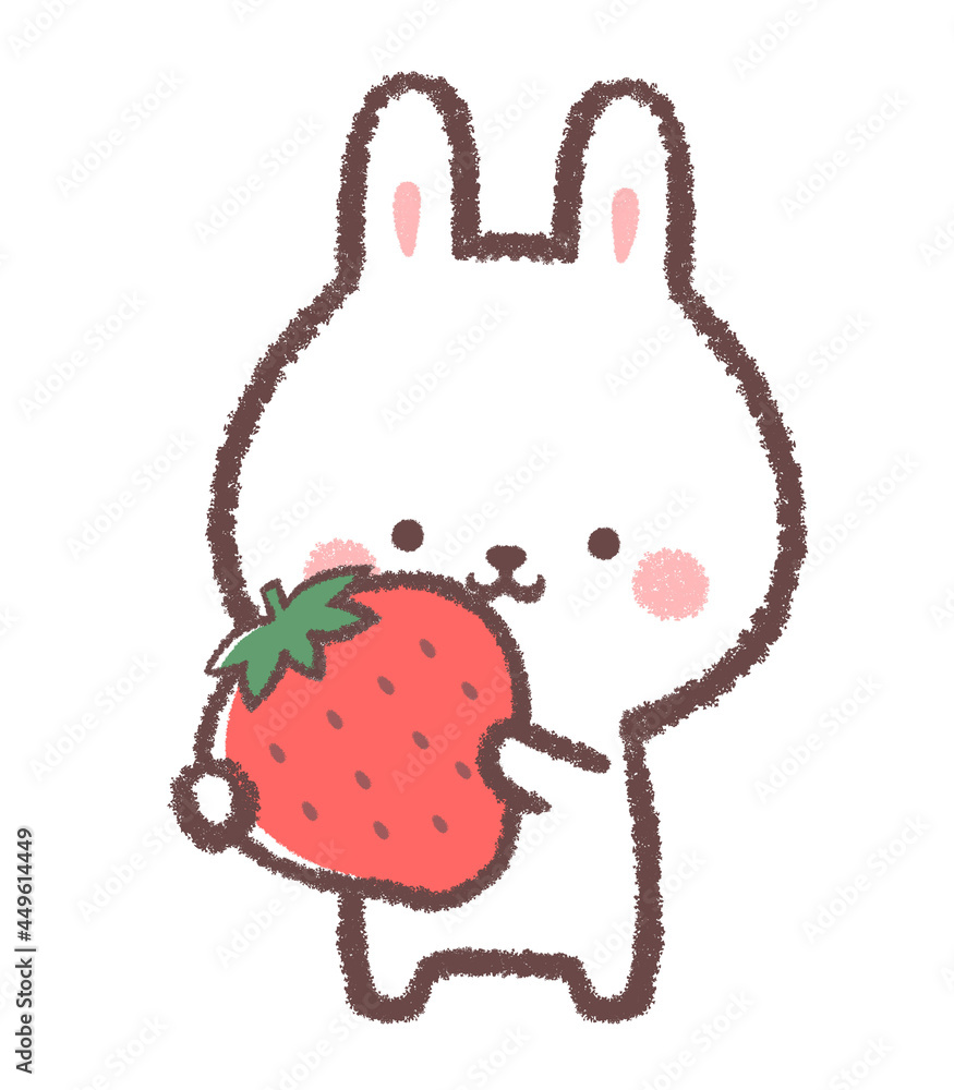 いちごを持つうさぎ