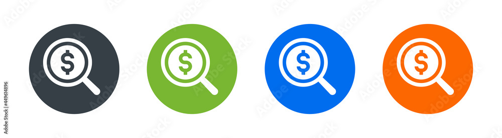 Magnifying glass with dollar symbol. Audit dollar search icon vector illustration Magnifying glass with dollar symbol. Audit dollar search icon vector illustration
