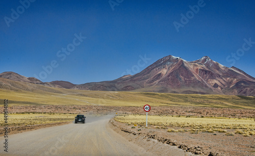 Off-road adventure in the beautiful Lake Miscanti on the altiplano, Atacama Desert, Chile