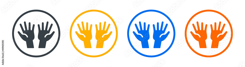 Fototapeta premium Human hand palm open icon vector illustration.