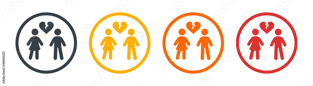 Couple break up, divorce icon isolated on white background. Couple break up, divorce icon isolated on white background.