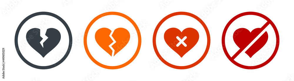 Broken heart icon shape. Divorce symbol - obrazy, fototapety, plakaty 