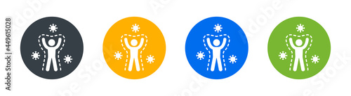 Medical prevention human germ, virus icon. Antioxidant symbol. Human immunity vector illustration