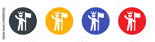 King icon set. Conquest kingdom symbol. Emperor sign vector illustration photo