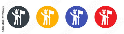 King icon set. Conquest kingdom symbol. Emperor sign vector illustration