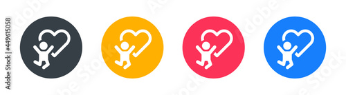 Happy kid icon. Jumping kid symbol vector illustration. Life sign