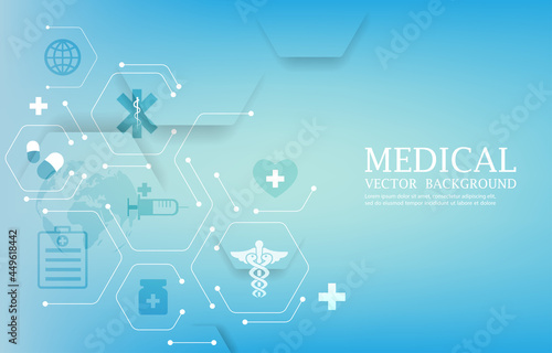 Modern blue medical geometric vector hexagon background