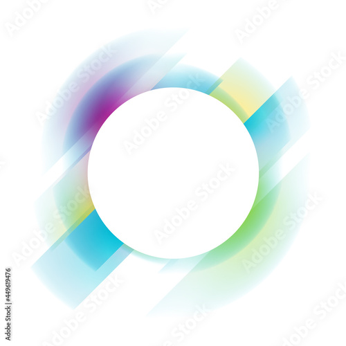 Colorful distorted circle abstract geometric background. Liquid holographic gradient glitch sphere. Vector design