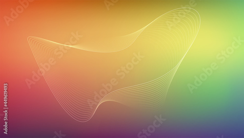 Abstract shape with smoke effect. Blended lines on multiple colored background. Vector illustration