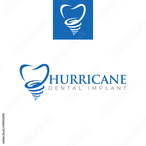 hurricane dental implant logo,  abstract tornado as screw tooth vector