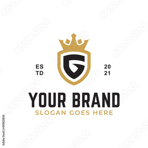 initial monogram letter G with protection shield icon symbol for your identity logo design