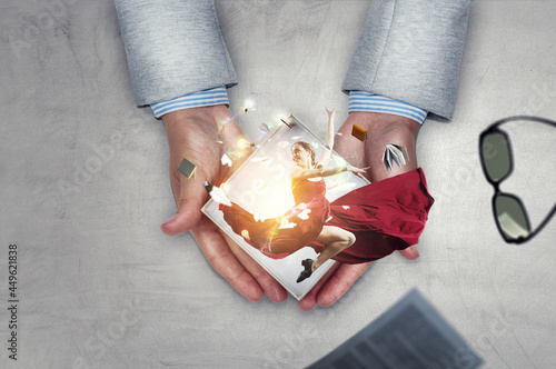 Young dancer inside a gift box