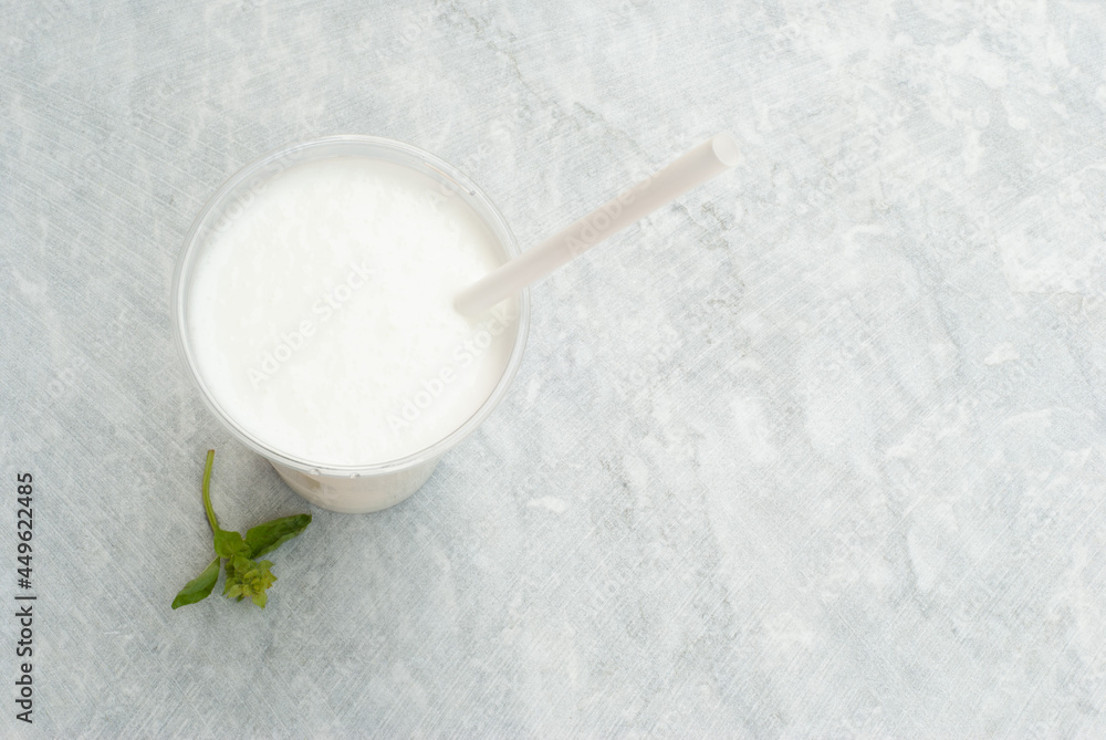 Ayran with yoghurt on marble Ayran with yoghurt on marble