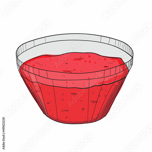 Sauce for snacks. Hand-drawn on a white square background. Vector.