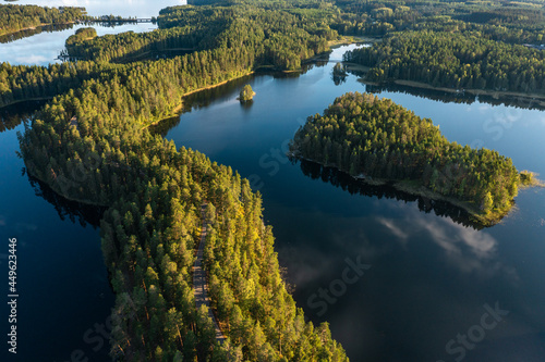 Fototapeta Naklejka Na Ścianę i Meble -  Blue lakes and Green forests In Punkaharju Nature Reserve in summer in Finland.