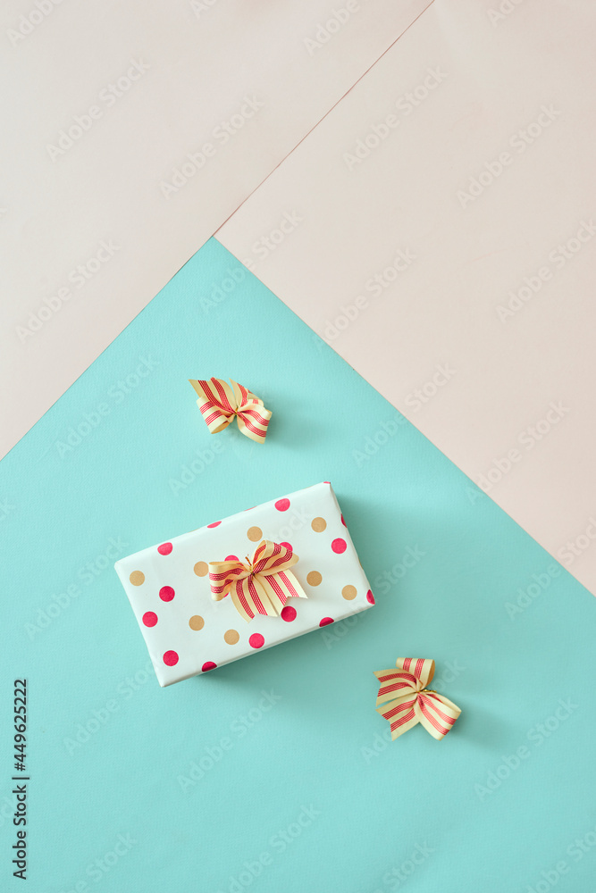 Stylish and beautiful gift box on pastel background. Stylish and beautiful gift box on pastel background.