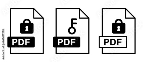 PDF　鍵　アイコン　ベクターイラストセット　バリエーション