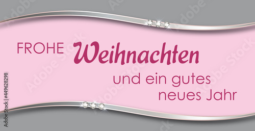 Schriftzug Frohe Weihnachten rosa, silber, strass