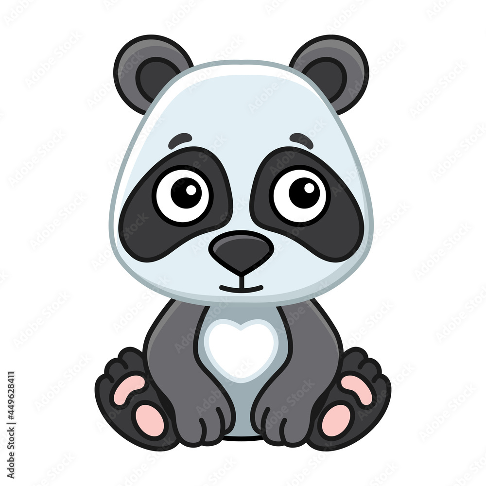 Naklejka premium Zoo animal for children coloring book. Funny panda in a cartoon style. Trace the dots and color the picture