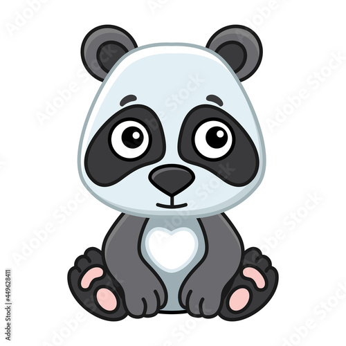 Zoo animal for children coloring book. Funny panda in a cartoon style. Trace the dots and color the picture