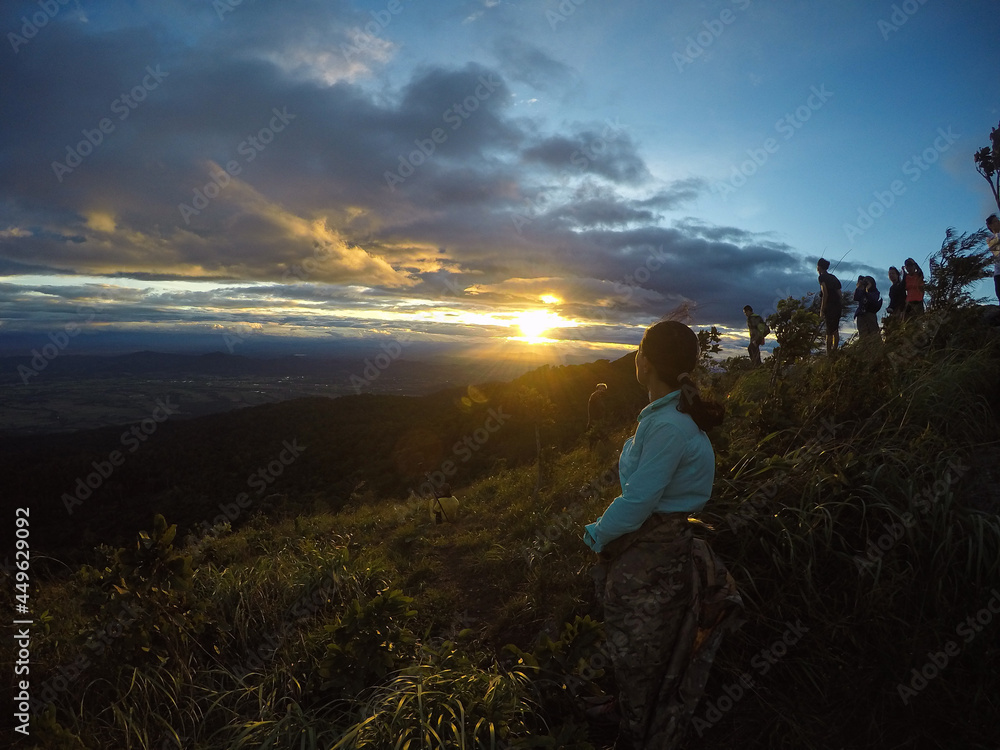 Fototapeta premium Viewpoint of the sunset on the top of the mountain