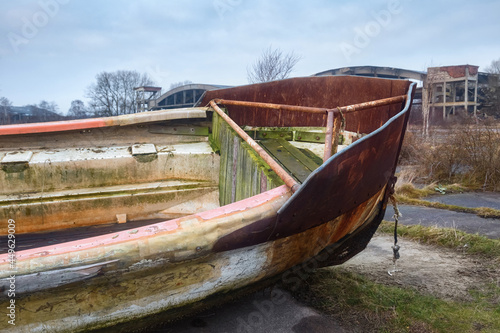 Old fishing boat near the Vistula lagoon
