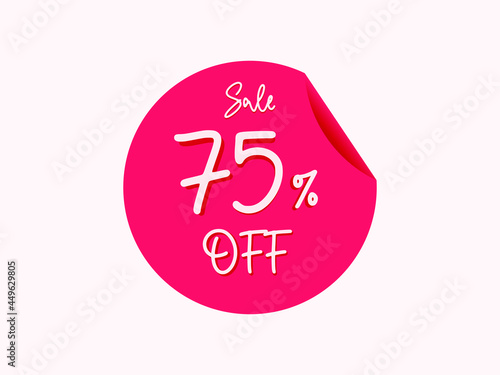 75 percent off sticker, 75% off sale of special offers