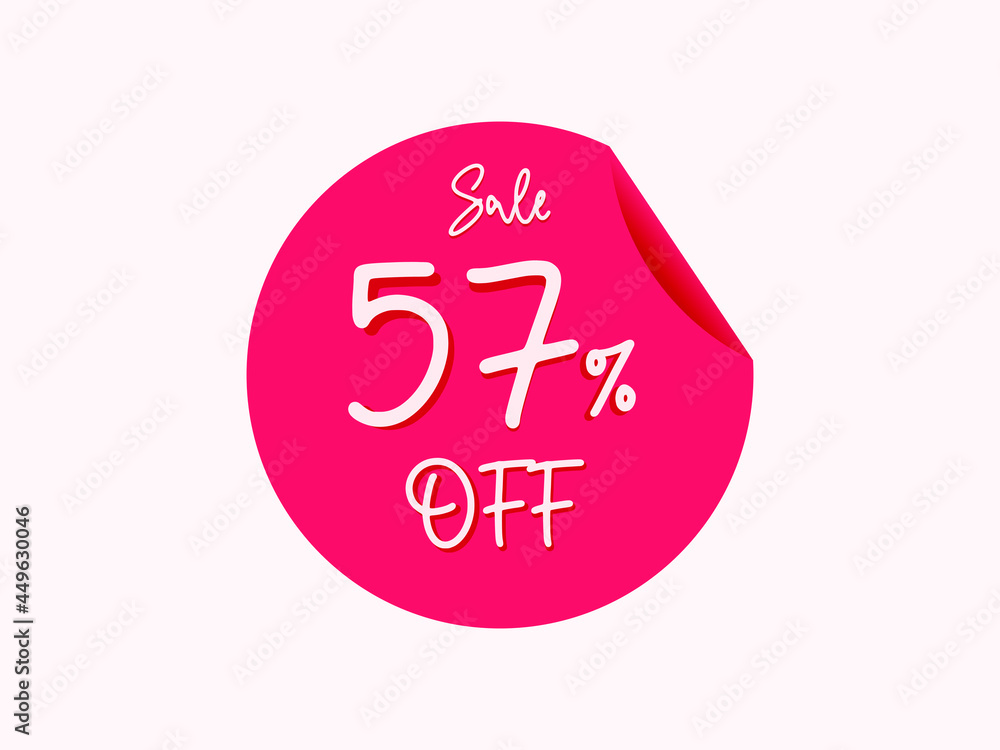 57 percent off sticker, 57% off sale of special offers 57 percent off sticker, 57% off sale of special offers