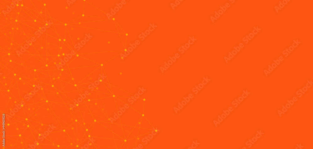 Beautiful orange technology background with social media shapes
