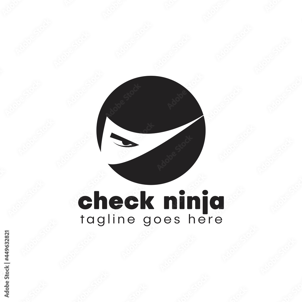 one eye ninja cross check icon shape logo template one eye ninja cross check icon shape logo template