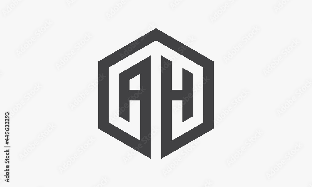 letter AH hexagonal concept isolated on white background. letter AH hexagonal concept isolated on white background.