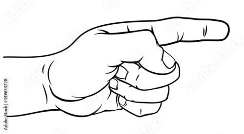 Hand Pointing Direction Finger Engraving Woodcut